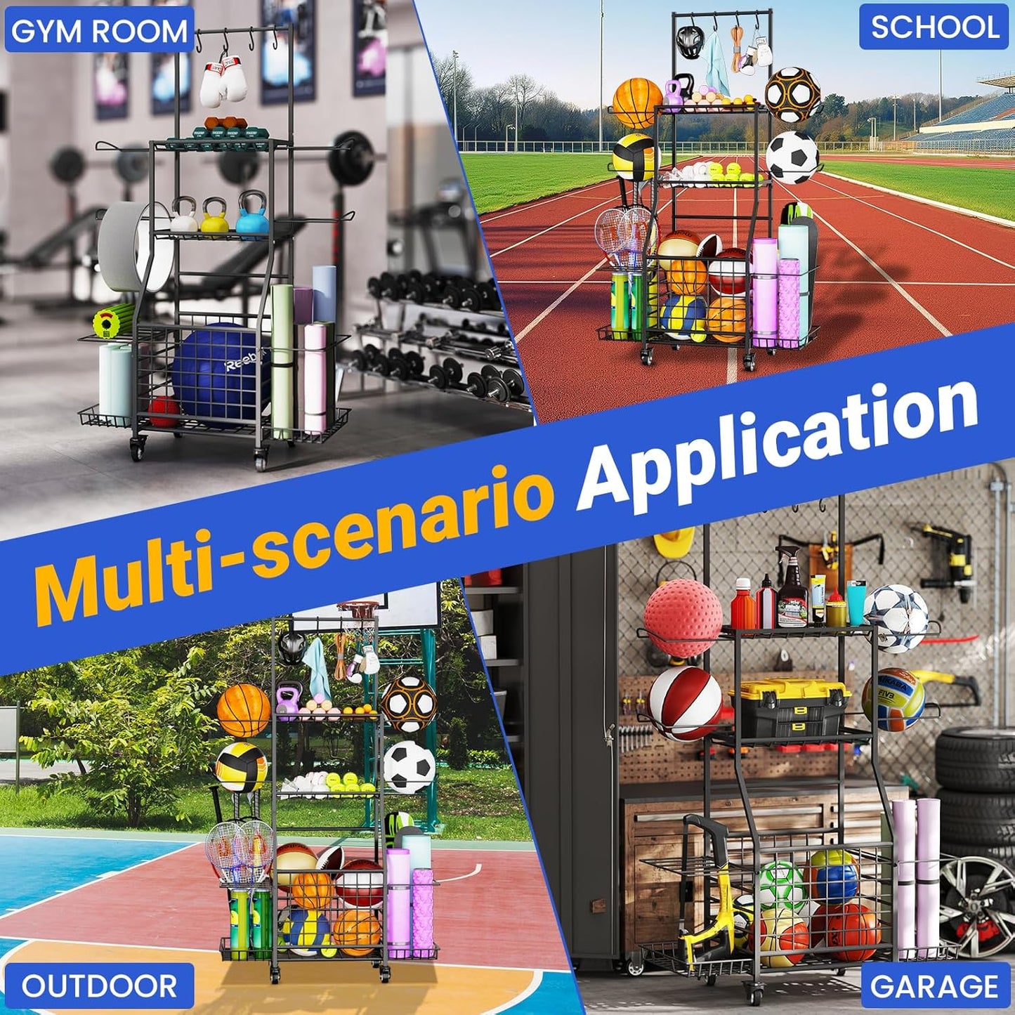 Sports Equipment Storage Rack for Garage