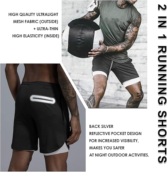 Men’s 2-in-1 Workout Running Shorts