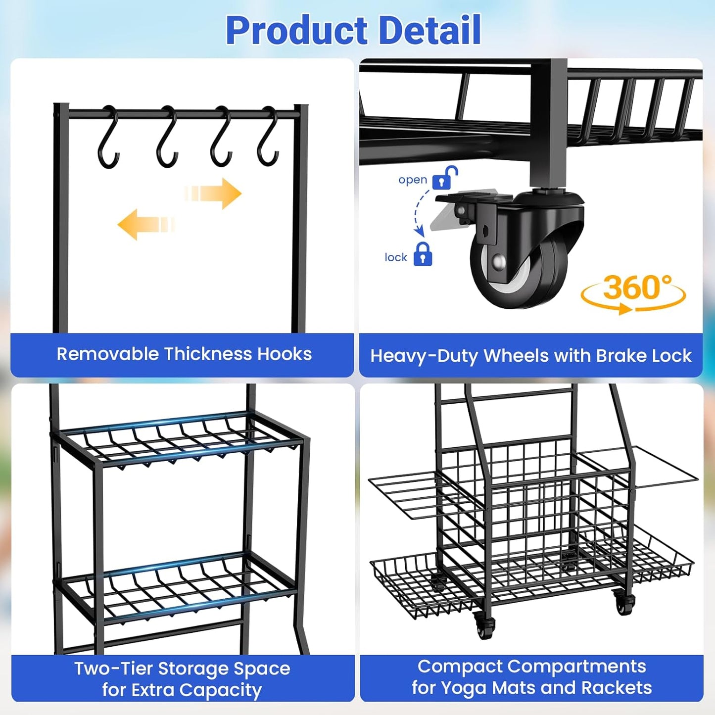 Sports Equipment Storage Rack for Garage