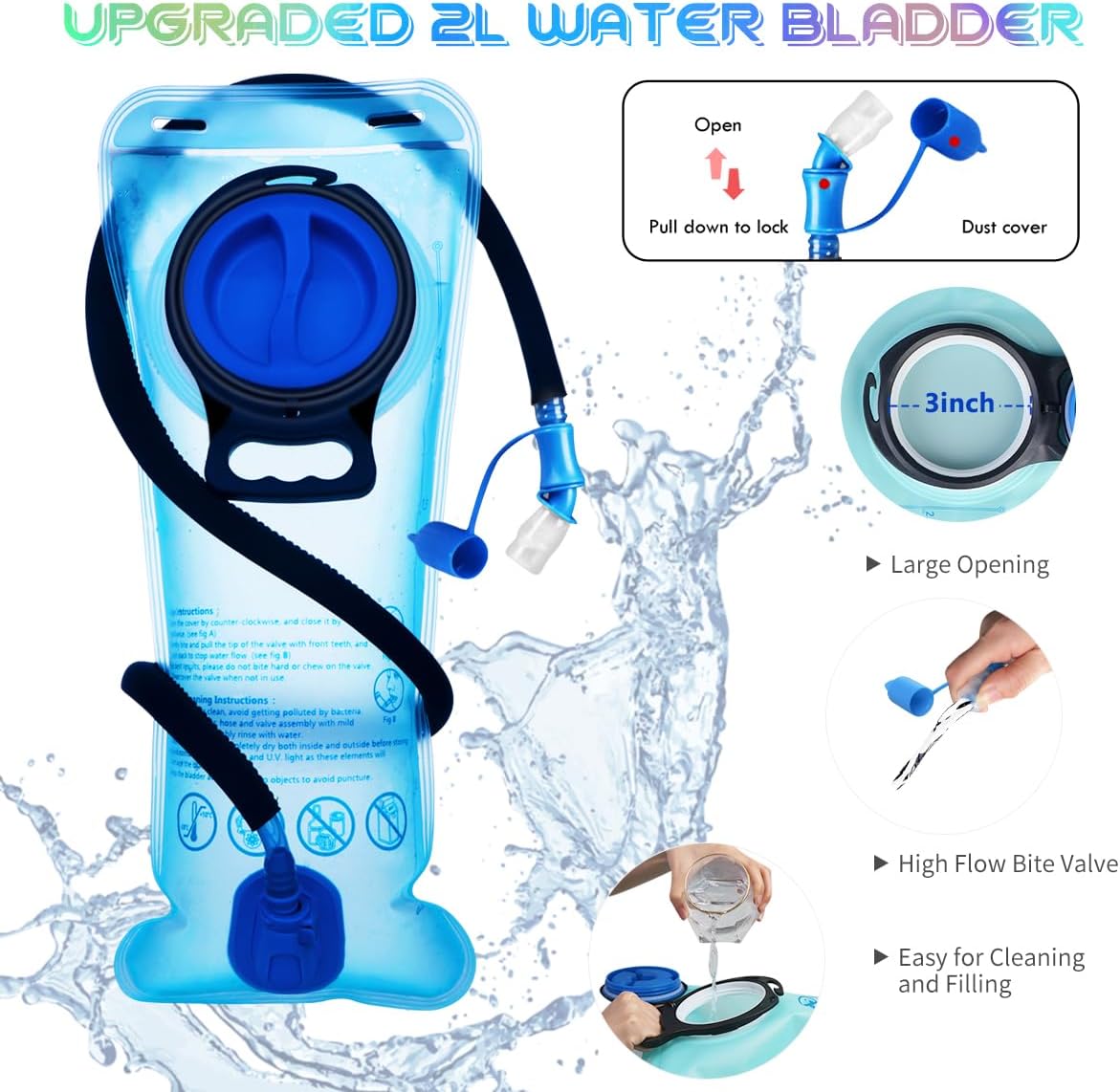 Hydration Backpack with 2L Water Bladder