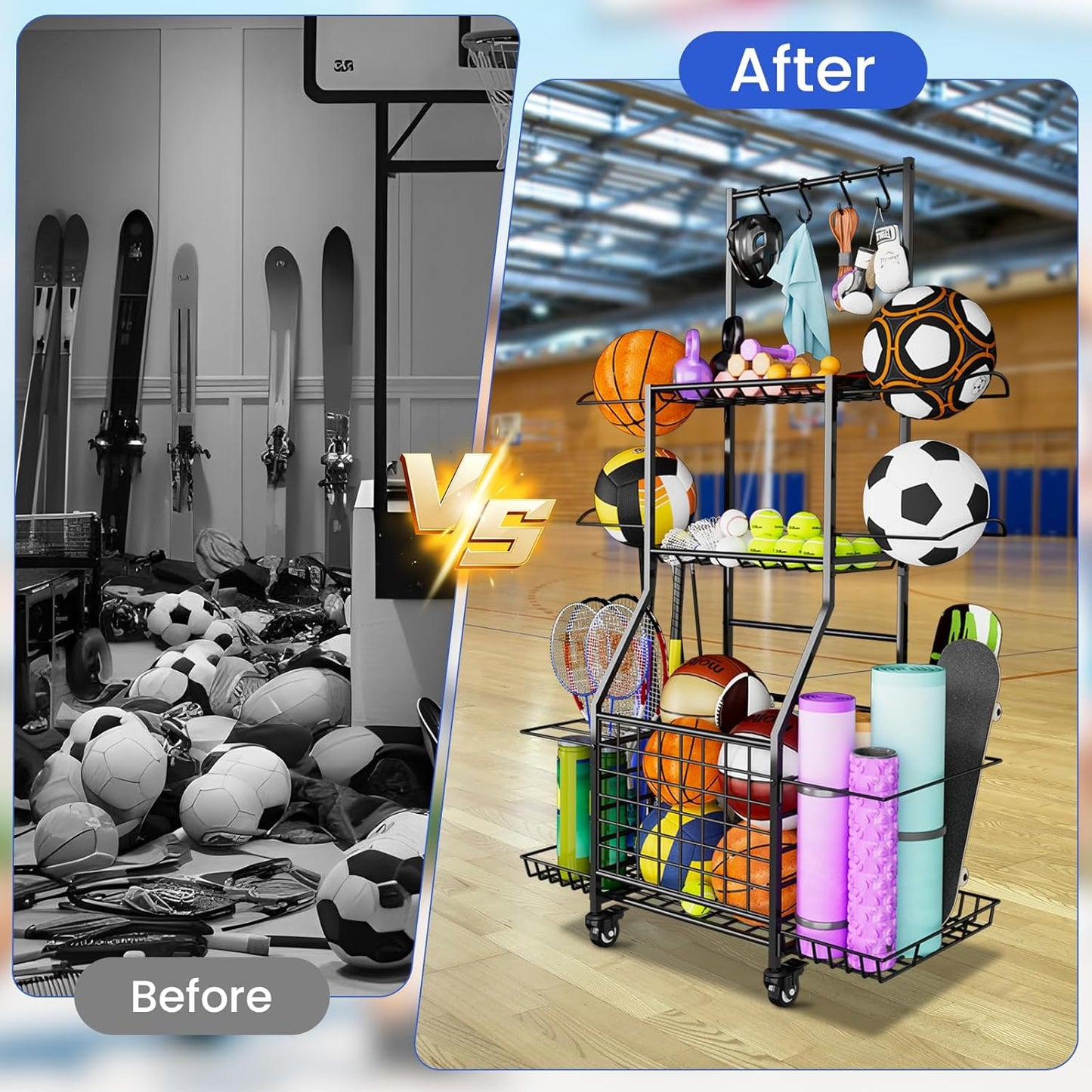 Sports Equipment Storage Rack for Garage